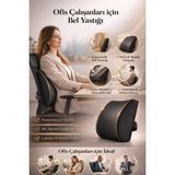 EpiRelax Duruş Düzeltici Bel Destek Yastığı – Ortopedik Visco Sırt Minderi, Araba ve Ofis Kullanımına Uygun Bel Boşluğu Destekleyici - 33 x 34 cm - Siyah