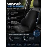 EpiRelax Ortopedik Visco Sırt Yastığı – Bel Destek Minderi, Araba & Ofis İçin, Bel Ağrısı Destekleyici - 45 x 65 cm - Siyah