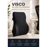 EpiRelax Visco Ortopedik Bel Destek Minderi – Araba ve Ofis İçin Sırt Yastığı, Duruş Düzeltici - 33 x 34 cm - Siyah