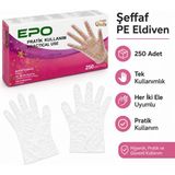 Epo Tek Kullanımlık Şeffaf Eldiven 250'LI Large/standart Beden - Her Iki Ele De Uygun