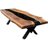 Epoksi Dolgulu Ahşap Masa Epoksi Reçine Masa - Y: 75 cm D: 100 cm G: 90 cm - Siyah