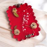 Epoksi Reçine Takı Tepsisi - Gül ve Incili - Eni: 14 Cm boyu: 19 cm - 14 x 20 cm