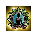 Epoksili Meditasyon Yoga Buda Figürlü Tablo Dekoratif Duvar Dekorlu Gece Lambası Sarı 60 cm
