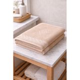 Eponj %100 Pamuk 70x140 Jakarlı Banyo Havlusu 450 Gr Kendinden Desenli Bej