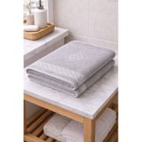 Eponj %100 Pamuk 70x140 Jakarlı Banyo Havlusu 450 Gr Kendinden Desenli Gri