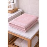 Eponj %100 Pamuk 70x140 Jakarlı Banyo Havlusu 450 Gr Kendinden Desenli Pembe