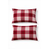 Eponj Home 2li Yastık Kılıfı Ekose Bordo