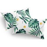 Eponj Home 2li Yastık Kılıfı Monstera Yeşil 50X70 cm - Beyaz - Yeşil - 50 x 70 cm