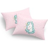 Eponj Home 2li Yastık Kılıfı Unicorn Dreams Pembe 50X70 cm - Beyaz - Pembe - 50 x 70 cm