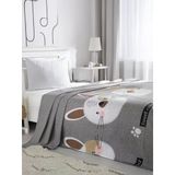 Eponj Home Baskılı Kids 140X230 cm Tavşancık Açık Kahve Gri Pembe Doğal Pike