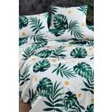 Eponj Home Baskılı Mega King 260X230 cm Monstera Yeşil Doğal Pike