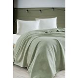 Eponj Home Battal Boy %100 Pamuk Pike Örtü 240x230 cm – Karo Desenli ÇağlaYeşili – Weave Serisi