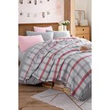 Eponj Home Battaniye Pamuklu Çift Kişilik Warm Soft Gri-Kırmızı - 180 x 220 cm - Açık Kırmızı