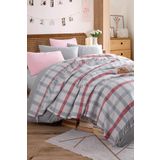 Eponj Home Battaniye Pamuklu Çift Kişilik Warm Soft Gri-Kırmızı