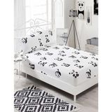 Eponj Home B&W Panda Çift Kişilik Lastikli Çarşaf Seti
