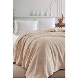 Eponj Home Çift Kişilik %100 Pamuk Pike Örtü 200x230 cm – Karo Desenli Bej – Weave Serisi