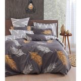 Eponj Home Çift Kişilik Nevresim Takımı Altın-Gri Desenli 200 x 220 cm Kolay Ütülenir - Altın - Gri
