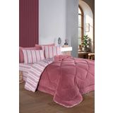 Eponj Home Çift Kişilik Uyku Seti Wellsoft Yorganlı Pofuduk 4 Parça Soft Line Bordo
