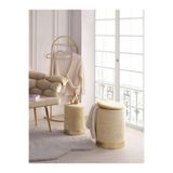 Eponj Home Comfort 2li Puf Yuvarlak Sandıklı Bej