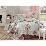 Eponj Home Doğal 200x235 cm Alanur Mint Baskılı Çift Kişilik Pike