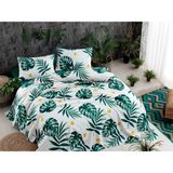 Eponj Home Doğal Pike Baskılı Çift Kişilik Monstera Yeşil 200 x 235 cm
