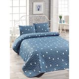 Eponj Home EP-017037 Kapitone Çift Kişilik Üçgen Bulut Mavi Yatak Örtüsü Seti