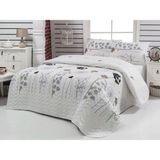 Eponj Home Kapitone Yatak Örtüsü Seti Modern Tema Çift Kişilik Pamuk Beyaz 2 Adet Yastık ile - 200 x 220 cm