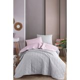 Eponj Home Kapitone Yatak Örtüsü Seti Tek Kişilik Solid Pudra-Gri - Pudra - Gri - 160 x 220 cm