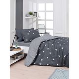 Eponj Home Kolay Ütülenir Gri Üçgen Desenli Tek Kişilik Nevresim Takımı 160 x 220 cm Nefes Alabilir