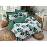 Eponj Home Kolay Ütülenir Monstera Desenli Yeşil Çift Kişilik Nevresim Takımı - 220 x 220 cm