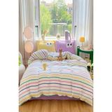 Eponj Home Kolay Ütülenir Tek Kişilik Nevresim Takımı Funny Sarı Desenli 160 x 220 cm Hava Geçirgen - Lila