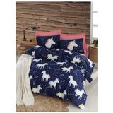 Eponj Home Magic Unicorn Lacivert Çift Kişilik Nevresim Takımı