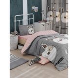 Eponj Home Tavşancık Desenli Kolay Ütülenir Tek Kişilik Nevresim Takımı 160 x 220 cm A.Kahve-Gri-Pembe - Renkli