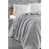 Eponj Home Tek Kişilik %100 Pamuk Pike Örtü 160x230 cm – Karo Desenli Gri – Weave Serisi