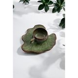 Eporselen Bal Kabağı Yaprağı Tek Kişilik 2 Parça Kahve Fincanı Seti - Yeşil - 120 ml