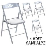 Eportatif 1055 Beyaz Renk 4 Adet Katlanır Mutfak Sandalyesi
