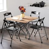 Eportatif Katlanır Kırma Çam Masa Sandalye Takımı Seti MDF Modern Tasarım 90x90 cm 1385