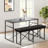 Eportatif Masa Takımı Bench Bank Minderli Masa Seti 120 x 60 Mutfak ve Yemek Masası Çam 1562