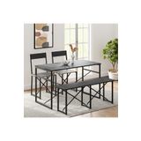 eportatif Mutfak Masası Bench Bank 120x60 Masa Set 2 Adet Sandalye Yemek Masası Füme 1548