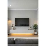 Epos LED Işıklı Tv Ünitesi 170 cm Mat Beyaz Çekmeceli ve Kapaklı Tv Sehpası