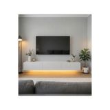 EPOS MOBİLYA Led Işıklı Tv Ünitesi 170 Cm Mat Beyaz Çekmeceli ve Kapaklı Tv Sehpası