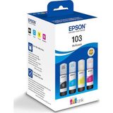 Epson 103 4'lü Set Orijinal Mürekkep Şişesi (L3150 L3110 L1110 L3156 L3160 Uyumlu - Siyah Mavi Kırmızı Sarı) - Mavi - Sarı - Kırmızı - Siyah