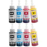 EPSON 664 T664 Mürekkep Seti EcoTank 664 L100 L110 L120 L210 L350 L355 L5 Uyumlu Yazıcı (2 Set 8 Adet)