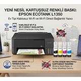 Epson Ecotank L1350 Kablosuz Wi-Fi ve Wi-Fi Direct Bağlantılı, Ultra Düşük Maliyetli, Kartuşsuz Baskı Sunan Isısız Teknolojiye Sahip Yeni Nesil Renkli Mürekkep Tanklı Yazıcı - Siyah