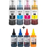 Epson Ecotank L3211, L3250 Yazıcı Uyumlu 4 Renk 103 Muadil Mürekekp Seti (+ 100'ER ml Yedek Mürekkep Setli) - Renkli