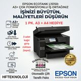 Epson Ecotank Tarayıcı + Fotokopi + Faks Çok Fonksiyonlu Tanklı Mürekkep Püskürtmeli Yazıcı +( 1 Er Pk. A3+A4 HEDİYE)-L15150 - Siyah