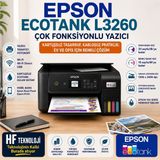 Epson Fotokopi + Tarayıcı + Wifi Direct + Tanklı Ecotank L3260 Mürekkep Püskürtmeli Yazıcı + Fotoğraf Kağıdı Hediyeli - Siyah