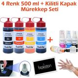 Epson L1110 4x500 ml Kilitli Kapak Muadil Mürekkep Seti
