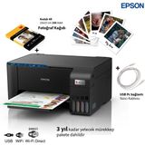 Epson Renkli Tanklı Yazıcı Baskı Tarama Fotokopi Wi-Fi Wi-Fi Direct USB Bağlantılı Mürekkep Püskürtmeli Çok Fonksiyonlu Ev ve Ofis Tipi Ekonomik Yazıcı - Siyah