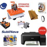 Epson Süblimasyon Combo Transfer Baskı Seti 100 Sayfa Kapasite ile Çok Fonksiyonlu Yazıcı ve Sarf Malzemeleri - Siyah